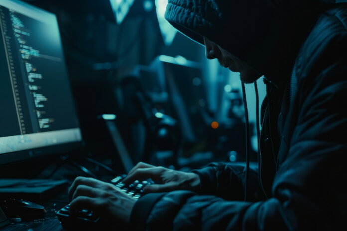 Closeup of a hacker working on a computer, dark environment, emphasizing code and security breach, cybernetic tone, Monochromatic Color Scheme Closeup of a hacker working on a computer, dark environment, emphasizing code and security breach, cybernetic tone, Monochromatic Color Scheme